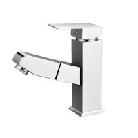 MJEBM silver bathroom Kitchen Basin Faucet Single Handle Pull Out Spray Sink Tap Hot And Cold Water Crane Deck Mount Faucets