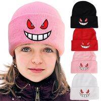 2023 Fashion Unisex Winter Outdoor Beanie Caps for Child Knitted Gengar Hood Hat for Kids Casual Outside Halloween Hats