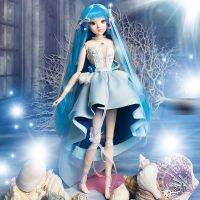 BJD Aquarius Mmgirl 12กลุ่มดาวชุด14ผมสีฟ้ากับชุดเดรสสีฟ้ารองเท้าส้นสูงและแท่นวางตุ๊กตา