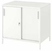 TROTTEN Cabinet with sliding doors, white 80x75 cm(ทร็อตเตน ตู้บานเลื่อน, ขาว 80x75 ซม.)