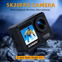 Axnen 5K30FPS กล้องแอคชั่นแคมเมรา AX9พร้อมรีโมทคอนโทรลไร้สายกล้อง EIS กันน้ำ Rekam Video หน้าจอสัมผัส WIFI รถจักรยานยนต์จักรยาน