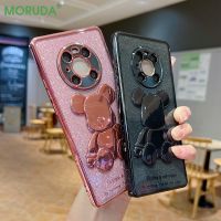 เคสโทรศัพท์แบบใสเคลือบลายหมีกลิตเตอร์สุดหรูสำหรับ Huawei P30 P40 Pro Mate30 40 Pro Nova 7 8 9 Pro ฝาหลัง TPU แฟชั่น CarterFa