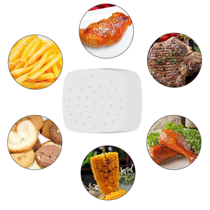 bmwa-100-แผ่นซิลิโคนน้ำมันกระดาษ-air-fryer-square-baking-paper-bun-เค้กกระดาษจานรอง-16-5-16-5cm