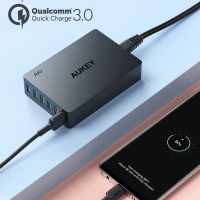 AUKEY PA-T11 Eu 63W Fast Charger 6 USB UK Charger สำหรับ 13 xiaomi Pro US GaN Quicking Charger