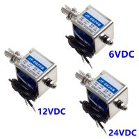 JF-0826B แม่เหล็กไฟฟ้า DC แบบผลักและดึงผ่านเฟรม DC12V24V6v ระยะชัก10มม. แรงดูด150ก.