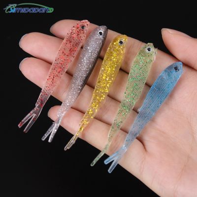 【hot】๑●◐ 10PCS 75mm Split-Tail Small Colorful Soft Silicone Artificial Bait Saltwater Freshwater Fishing Lures