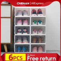 6Packs Transparent Shoe Shoes Organizers Plastic Thickened Foldable Dustproof Storage Stackable Combined Shoe Cabinet