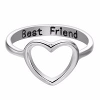 Women Love Heart Best Friend Ring Promise Jewelry Friendship Rings Bands US 6-10