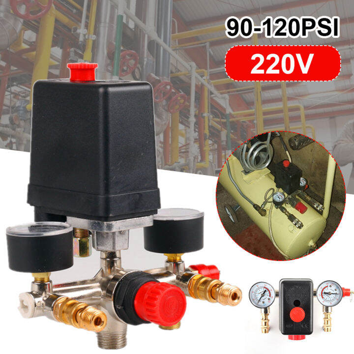 Freeship Pressure Switch Manifold Regulator Gauges Air Compressor Pressure Switch Control Valve 0397