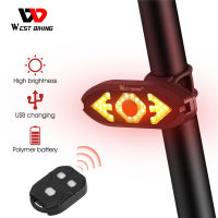 WEST BIKING USB Rechargeable Tail Brake Turn Cycling Taillight MTB Road Back Lights With Accessories