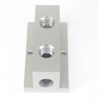 QDLJ-1/4" Bsp Female 2 Way 4 Port Solid Aluminum T-shape Pneumatic Fitting  Air Manifold Block Splitter