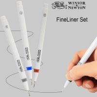 Winsor&amp;newton ชุดปากกาไลเนอร์ หมึกกันน้ํา สีดํา น้ําเงิน sepia เทา สําหรับวาดภาพ