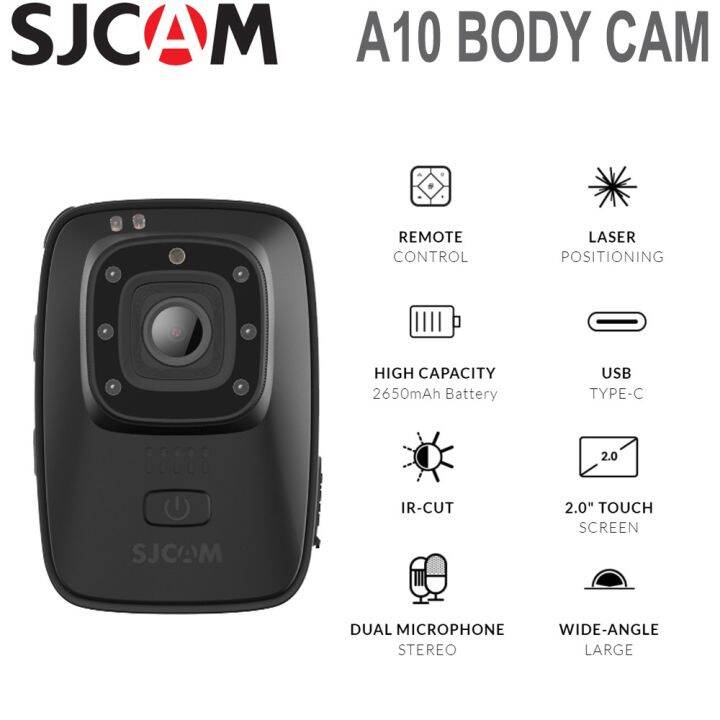 sjcam-a10-body-cam-กล้องสำหรับตำรวจ-portable-law-enforcement-camera-wearable-ir-cut-b-w-switch-night-vision-laser-lamp-infrared-action-cam-2650mah-battery-x-camera-กล้องแอคชั่น-กล้องถ่ายวีดีโอ-กลางคืน