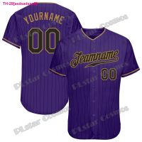 asdsadsaaff Personalizado Roxo Preto Pinstripe - Ouro Velho 3D Impresso Jersey de Beisebol Masculino Hip Hop Streetwear เสื้อเบสบอล Unisex KS-25