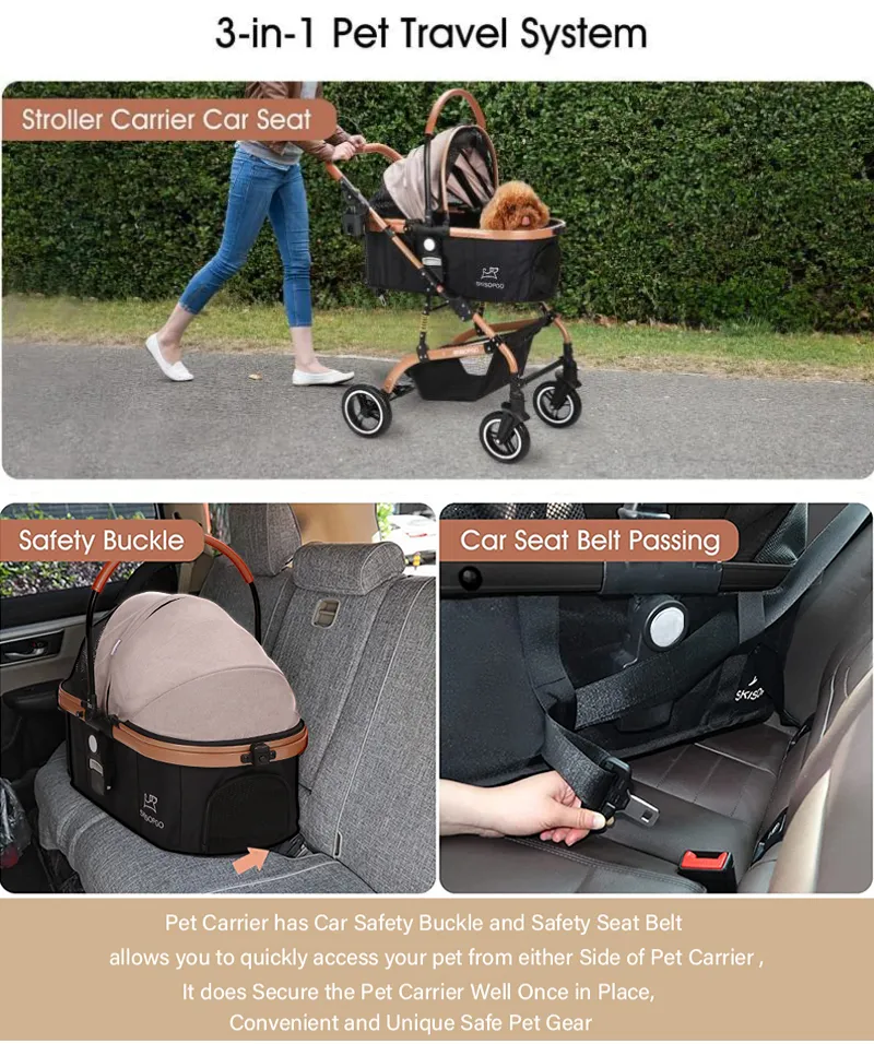 Luxury Pet Dog Cart Trolley Carrier Strollers Breathabletravel Outdoor  Pushchair Separation Four-wheeled Folding New