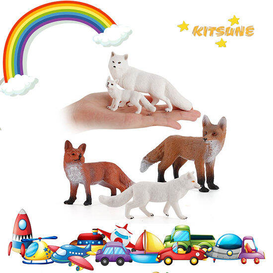 8Pcs Fox Animal Toy Figures Set Realistic Arctic Fox Red Foxes Animal