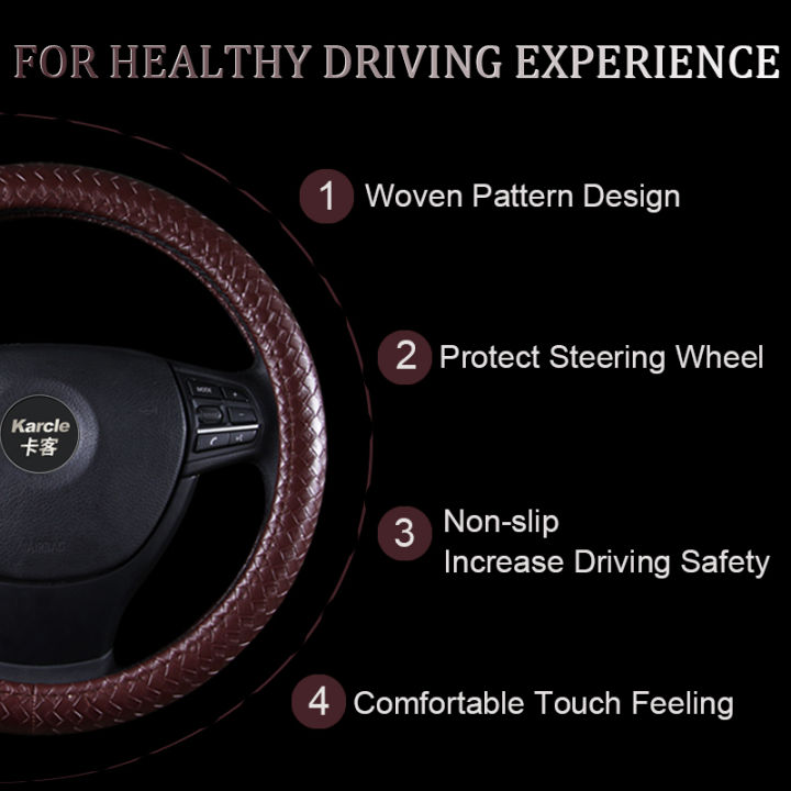 karcle-braiding-style-steering-wheel-cover-protector-pu-leather-woven-pattern-steering-cover-universal-15-inch-car-styling