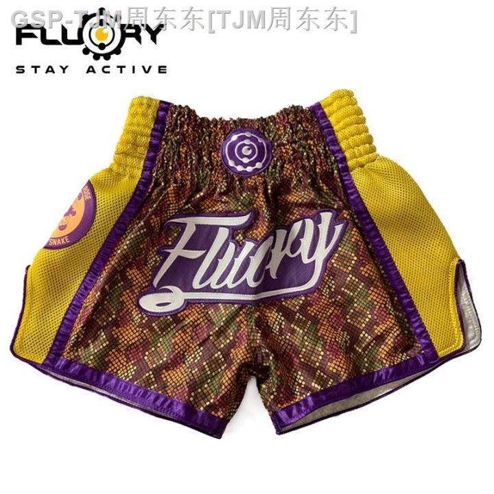 กางเกงมวยไทยแบบ-fluory-สำหรับผู้ชายกางเกงชกมวยชุดฝึกซ้อมชุดต่อสู้แบบมืออาชีพกางเกงขาสั้นสไตล์ศิลปะการต่อสู้