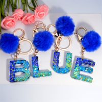 【YF】♠✙  26 Initial A To Z Keychain With Sequin Filling Resin Keyring for Handbag Accessories