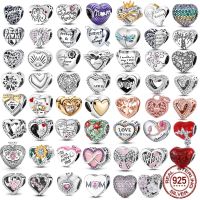 ใหม่ 925 เงินสเตอร์ลิง Angel Mom Family Love Heart series ลูกปัด Fit Pandora Charms สร้อยข้อมือผู้หญิง DIY เครื่องประดับของขวัญ-Souyine