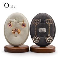 ஐ Oirlv Multifunction Solid Wooden Jewelry Organizer Stand For Earrings Ring Display Holder with Microfiber Showcase Dropshipping