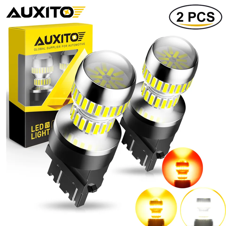 AUXITO 2Pcs Orange LED Turn Signal Light T20 W21W Led 7443 W215W Bulb 7440  3157 P27W 6000k White 4014SMD DRL Parking Light Lada