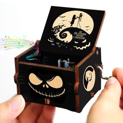 Hand Cranked Wooden Anime Figure Music Box Spirited Away Happy Halloween Christmas Party Festival Souvenir Gift Wedding Decor