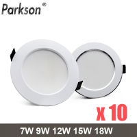 10PCSlot Recessed led Seiling LED Downlight AC220V-240V Led Spot Light 18W 15W 12W 9W 7W Recess Round LED Downlight Waterproof Recess