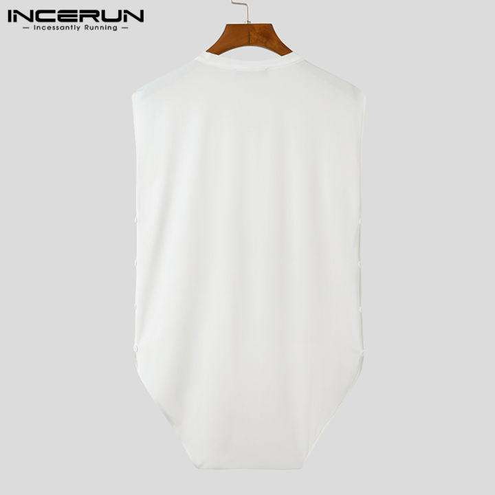 incerun-บุรุษชุดรัดรูปสาวน้อยกางเกงชุดชั้นในชุดนอนเสื้อยืดด้านบน-homewear