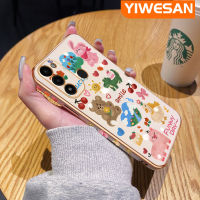 YIWESAN เคสสำหรับ Tecno Spark Go 2022ลายการ์ตูนสัตว์ขำขันตลอดทั้งวันขอบสี่เหลี่ยมเคสมือถือดีไซน์ใหม่ชุบบางลายเคสฝาปิดเลนส์เต็มป้องกันเคสนิ่มกันกระแทก