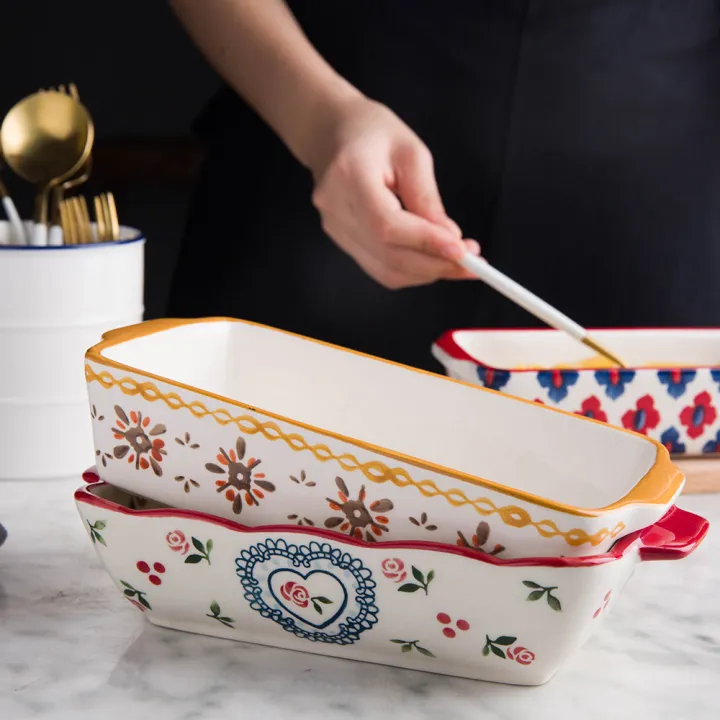 mdzf-sweethome-ceramic-baking-dish-roasting-lasagna-pan-rectangular-dish-bakeware-pan-with-handle-oven-kitchen-baking-tool