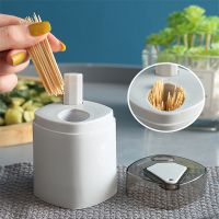 Automatic Toothpick Box Press Out of The Sign Home Wheat Straw Toothpick Holder Container Portable Pop-Up Toothpick Dispenser