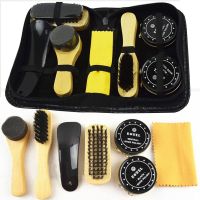 HQ 7 In 1 Travel Case Black Neutral Shoe Shine Polish Brush Cleaning Set Kit