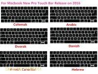 US/EU Silicone Colemak Dvorak French Hebrew Keyboard Cover Skin for Macbook 2017 New Pro 13" A1706 15" A1707 With Touch Bar Keyboard Accessories