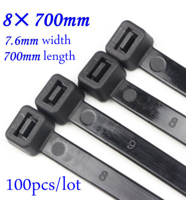 100pcslot 8x700mm Self locking Nylon Cable Ties Plastic Zip Tie BlackWhite wire binding wrap straps Nylon 66 8*700mm
