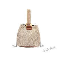 【Ready Stock】 ♚♟ C23 JASMIN NOIR New Korean Womens Straw Woven Handbag Solid Color Bucket Bag