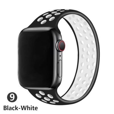 สายเดี่ยวสำหรับสายคาด Apple Watch 45มม. 41มม. 44มม. 40มม. 44ซิลิโคนระบายอากาศสายรัดข้อมือยางยืด IWatch Series 3 4 5 SE 6 7