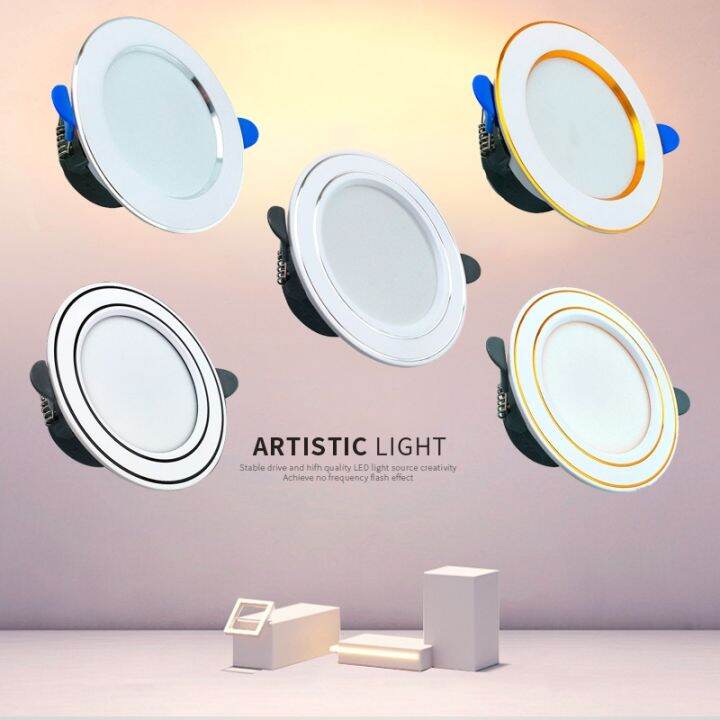 2023 Downlight Ceiling Light Recessed Pin Light Led Tricolor 5w Round 