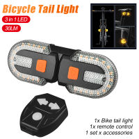 3 In 1 LED การควบคุมระยะไกลเลี้ยวแสงไฟท้ายจักรยาน MTB ภูเขาถนนจักรยาน30LM เตือนไฟท้ายขี่จักรยานอุปกรณ์