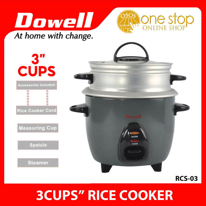 Dowell Original 3 cups Rice Cooker with Steamer RCS03 •OSOS• Lazada PH