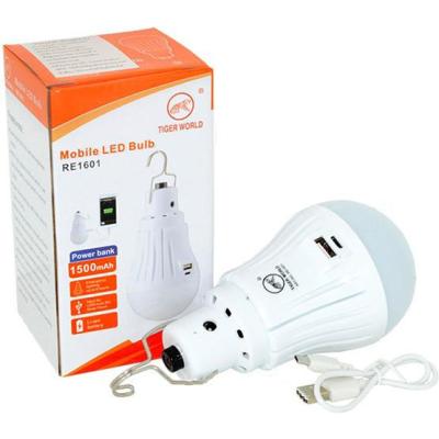 ส่งด่วน  หลอดไฟฉุกเฉิน หลอดไฟพกพา  Mobile LED Bulb TIGER RE-1601 รุ่น RE1601 หลอดไฟ 16 LED 3.7 V แบต 1500 mAH Lithium Battery แสงขาว แบบชาร์จไฟ USB ได้