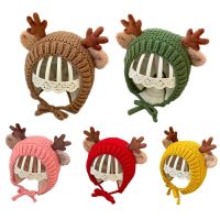 Infant Baby Knit Beanie Hat Cute Christmas Reindeer Antlers Earflap Warmer