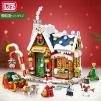 Loz Smart Building Blocks Candy Christmas House Small Particle Assembly Toys Christmas Eve Children Girl Gift
