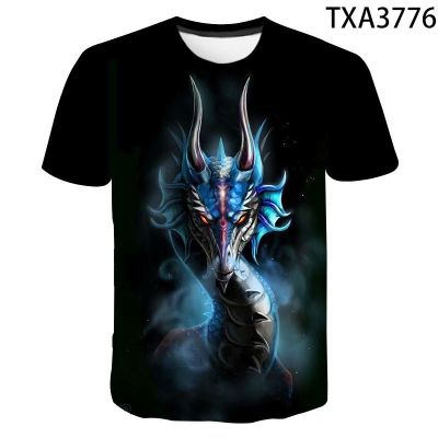 3D printed dragon pattern, summer mens and womens short-sleeved shirts, comfortable and breathable
