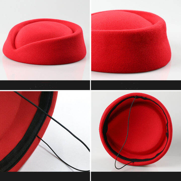 tilt-design-aviation-hat-solid-color-top-hat-for-performances-beret-stewardess-hat-top-hat-tilt-design-solid-color-aviation-hat