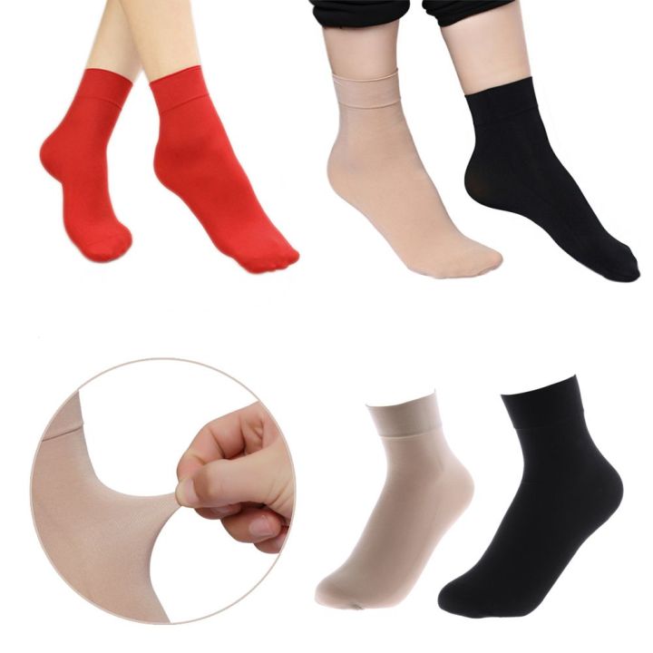 getinstore14e2ถุงเท้าถุงเท้าอุ่นหุ้มข้อทรงกระบอกกลางทนทานสำหรับฤดูใบไม้ร่วงฤดูหนาว1-5-10คู่ถุงน่องผ้าไหมถุงเท้าสั้น