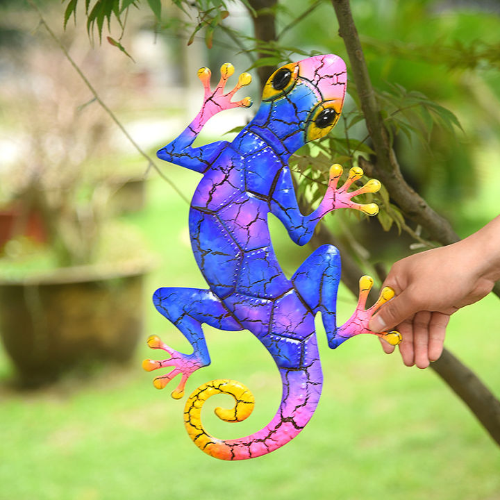 โลหะ-big-gecko-yard-ตกแต่งสวนกลางแจ้งรูปปั้น-home-garden-wall-decor-miniature-อุปกรณ์เสริมประติมากรรม-lizard-ornaments
