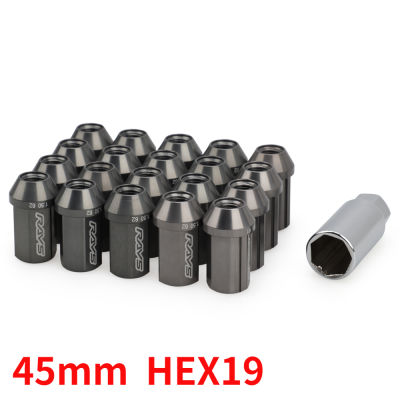 อลูมิเนียมอัลลอยด์ 7075-T6 19HEX Rays Wheel Nuts Lug Nuts M12x1.5 M12x1.25 ความยาว 42mm พร้อม 7 Side Lock Nuts Anti Theft Security Key-Shop5798325