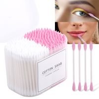 ▼ 100/200/300Pcs Disposable Cotton Swabs Makeup Sticks Spiral Swab Rod Double Head Ear Swab Lipstick Cotton Stalk Cleaning Tools