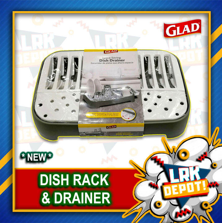 Glad Space Saving Gray Dish Rack (Dishrack) with Tray & Drainer Lazada PH